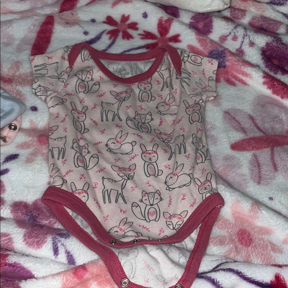 Cute Pink Animal Print Baby Bodysuit